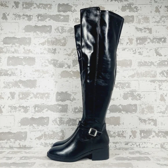 NEW DV by Dolce Vita Elyse Buckle Block Heel Black Over-The-Knee Boot M928 - Picture 1 of 12